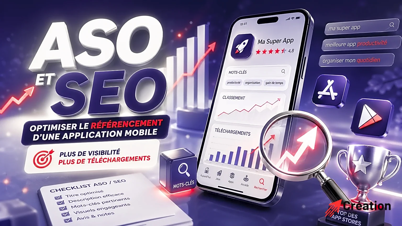 Visuel d'une application mobile avec éléments graphiques attrayants