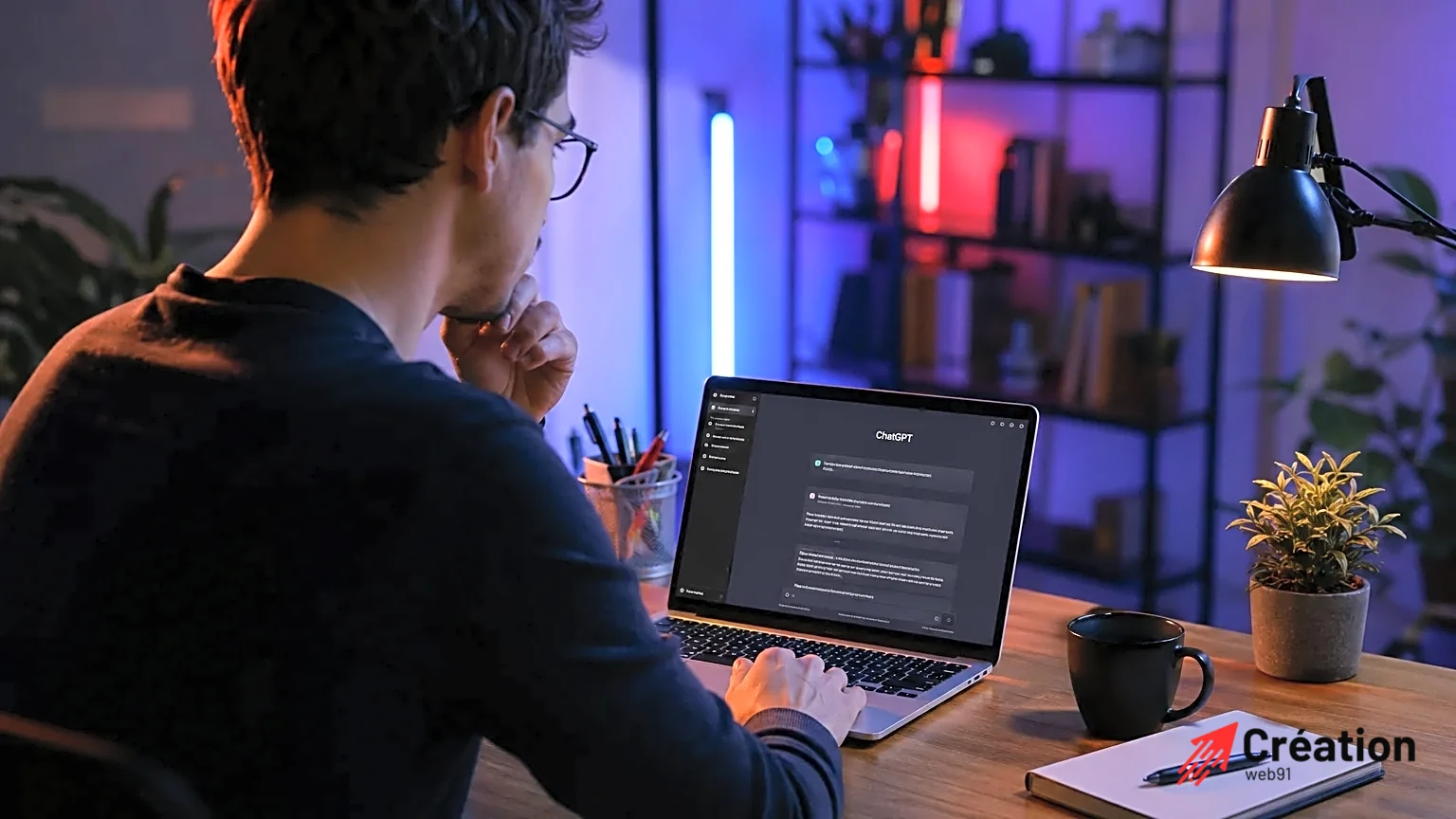 Personne utilisant ChatGPT sur un ordinateur portable.