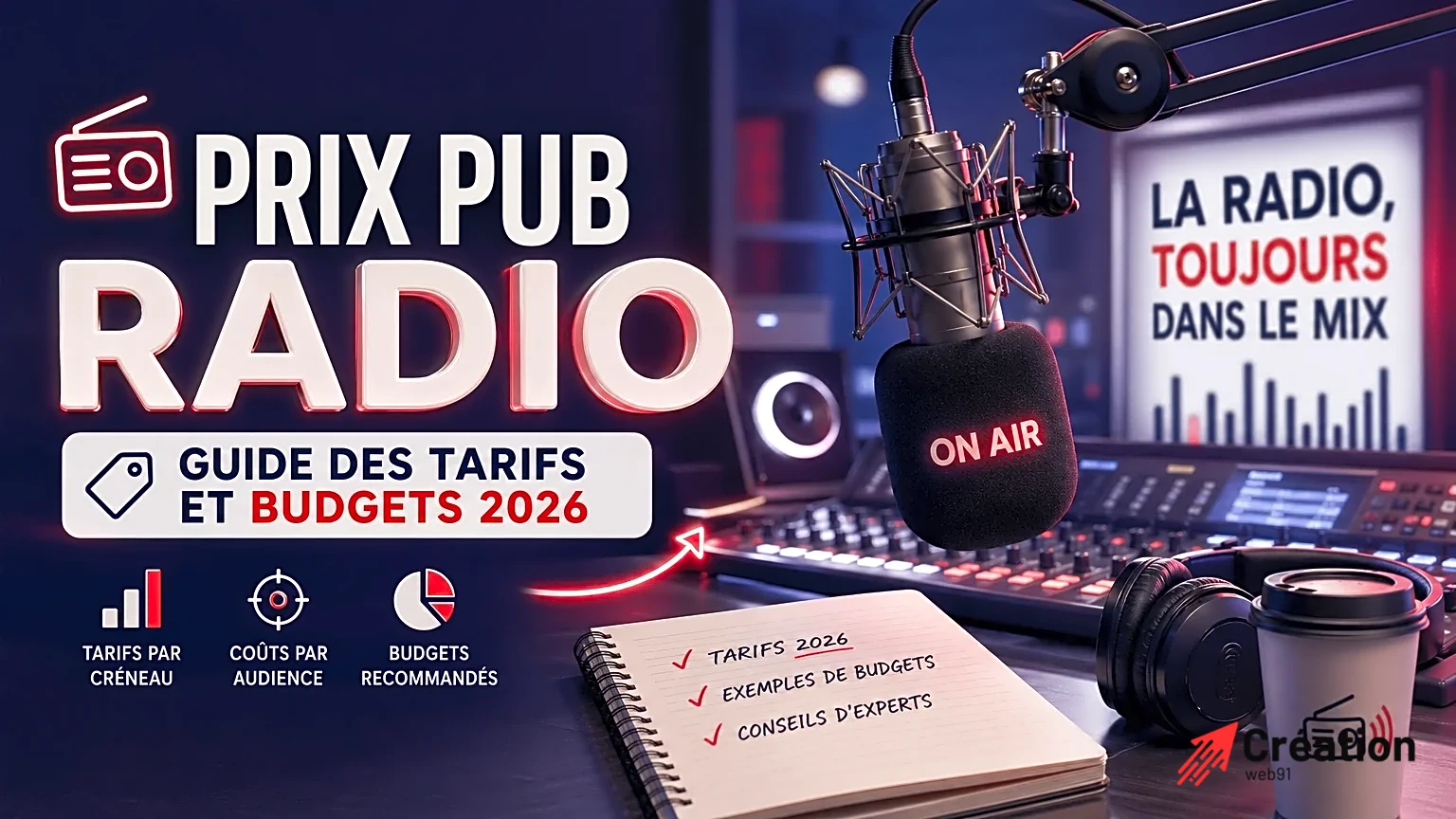 Visuel accrocheur avec des éléments de design pour une pub radio