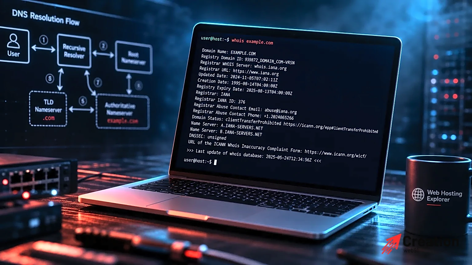 Ordinateur portable avec une interface terminal affichant un résultat de commande